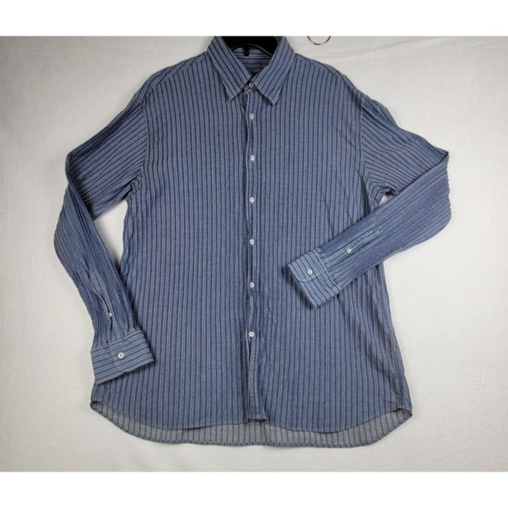 Paul & Shark Yachting Dress Shirt Men's Large Button Down Cotton Blue‎ Italy
